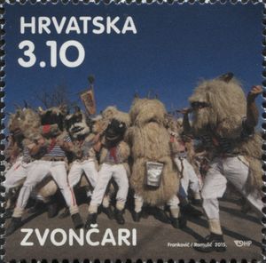 Sello de Croacia de 2015 con los zvončari de Kastav