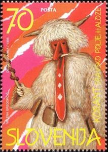 Sello de Eslovenia de 1996 con un korant de Dravsko polje